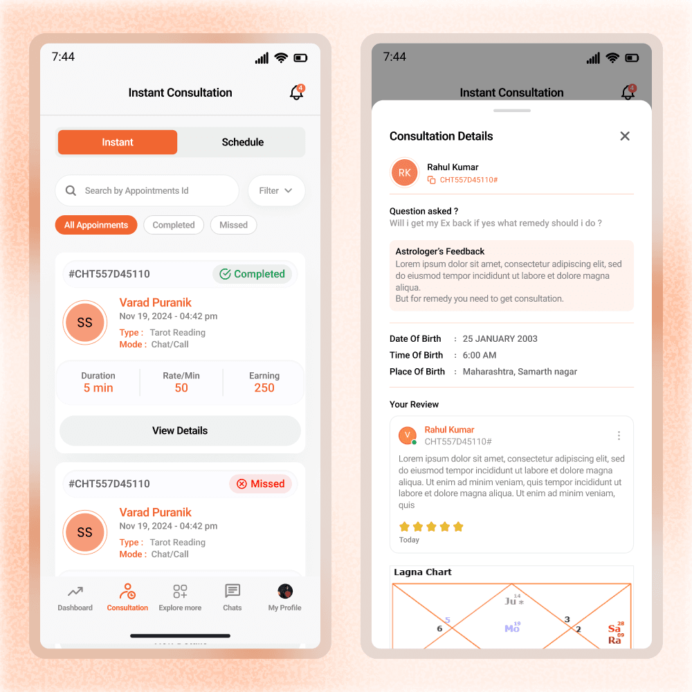 Instant Consultation Screens