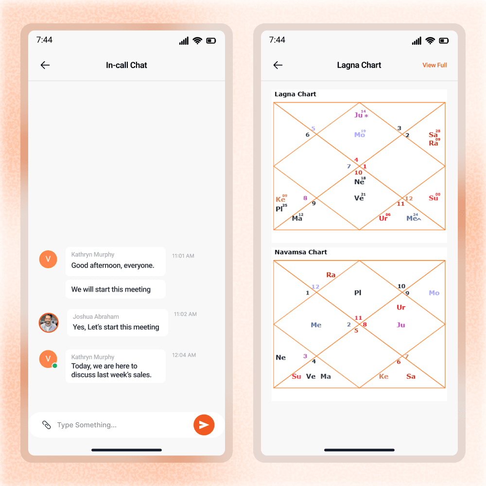 In meeting Chat and Chart Screens